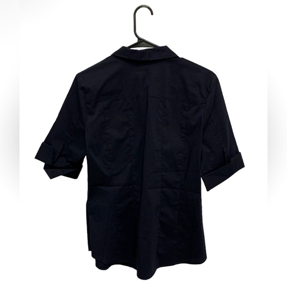 NWT Black Button Up Short Sleeve NY&Co Blouse - Picture 2 of 4